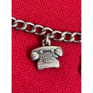Vintage Sterling Silver Charm Bracelet - Telecom theme